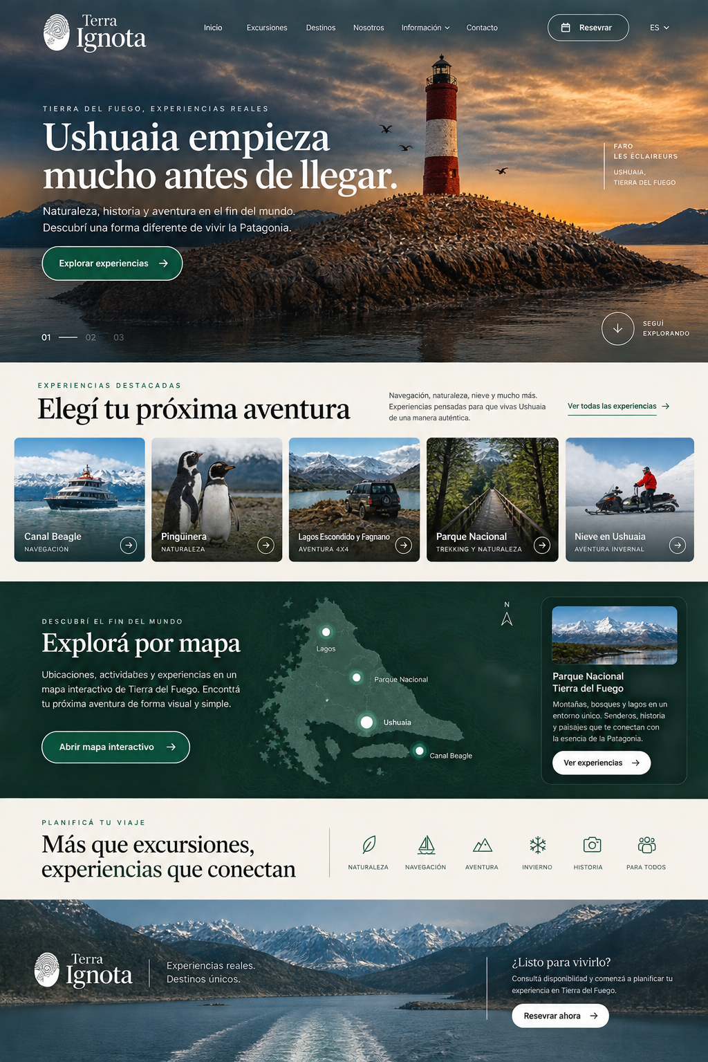 Concepto visual completo del rediseño web de Terra Ignota